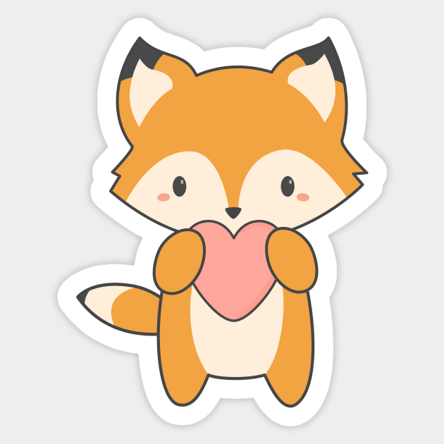 Kawaii Cute Red Fox T-Shirt Sticker by happinessinatee